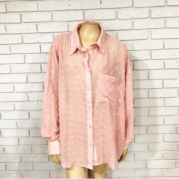 Asos Women’s Textured Pink Button Down Top - Picture 1 of 5